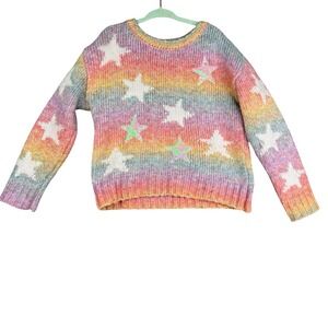 Design History Rainbow Star Knit Sweater Girls Size 6 Colorful Cozy Pullover